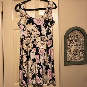 Hot Topic Rose Skull Butterfly Skater Dress